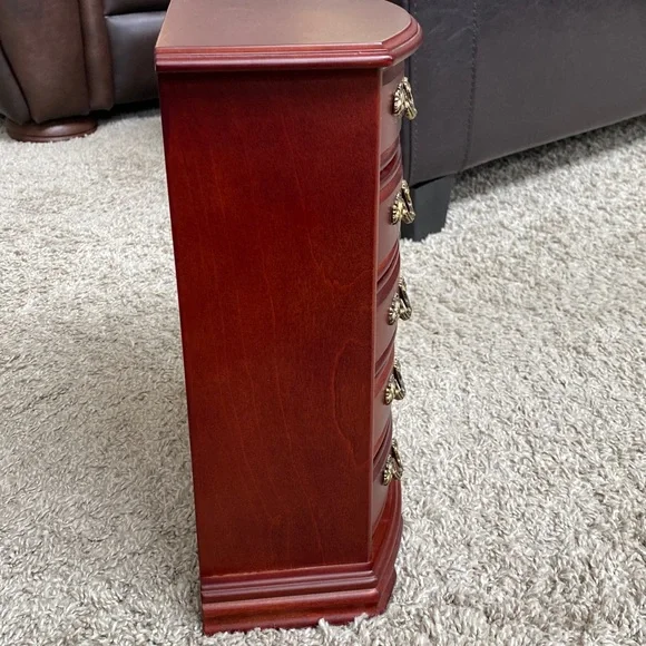 Classic Red Wooden Jewelry Armoire with Glass Door - Picture 10 of 11